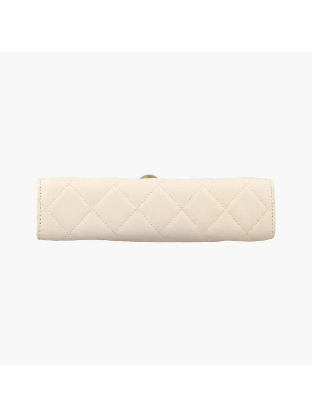 Chanel Quilted Bijou Large Golden Ball Wristlet Clutch White Lambskin